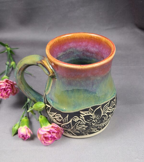 Orange and Green Flower Mug