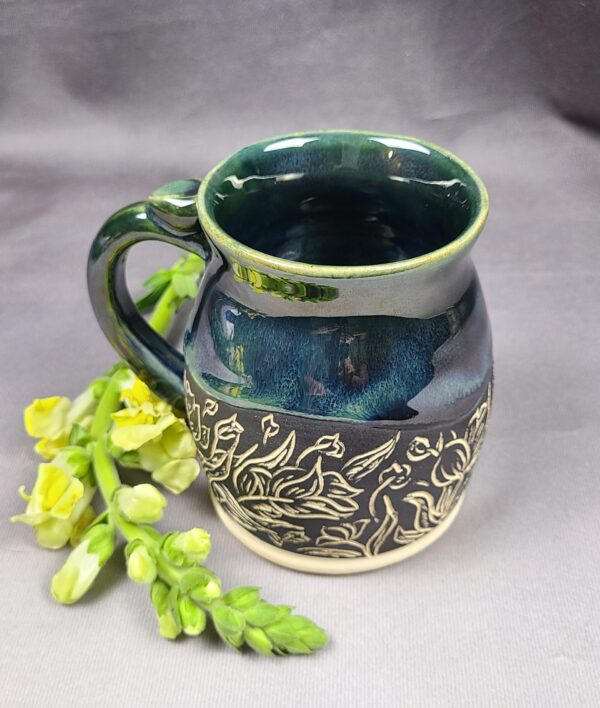 Green and Blue Flower Mug
