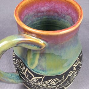 Orange and Green Flower Mug