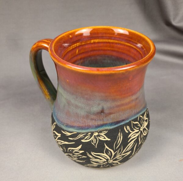 Orange and Blue Flower Mug