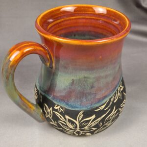Orange and Blue Flower Mug