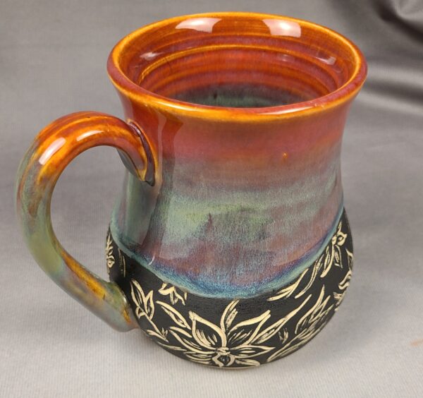 Orange and Blue Flower Mug
