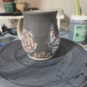 Sgraffito Butterfly Mug